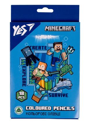Олівці кольорові YES 18 кольорів "Minecraft"