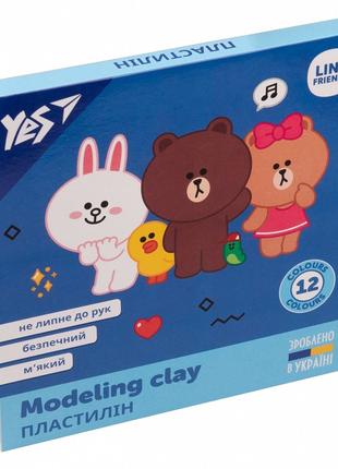 Пластилин YES, 12 цветов, 240г "Line Friends"