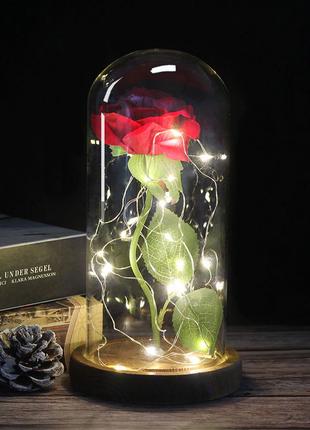 Вечная роза в колбе с LED подсветкой 21*9 см. Вечно живая роза...