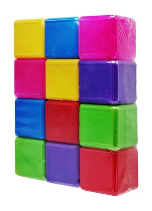 Детские пластиковые кубики Mtoys 05062 цветные, 12 шт
