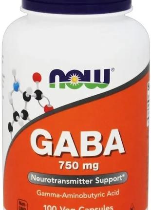 Габа гамма-аминомасляная кислота Now Foods GABA 750mg 100 капсул