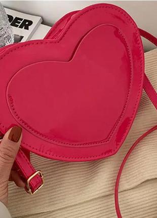 Женская сумка в форме сердца 18х18х5 см Розовая