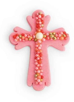 Прикраса пасхальна Хрестик з перламутр з кульками рожевий ТМ У...