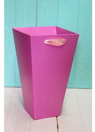 Коробка для квітів трапеція велика 9,5*15*26,5см рожева ТМ УПА...