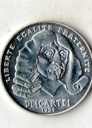 Франція 100 франків 1991 395 лет со дня рождения Рене Декарта ...