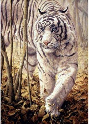 Алмазная мозаика, без подрамника "Белый тигр" 30х40 см