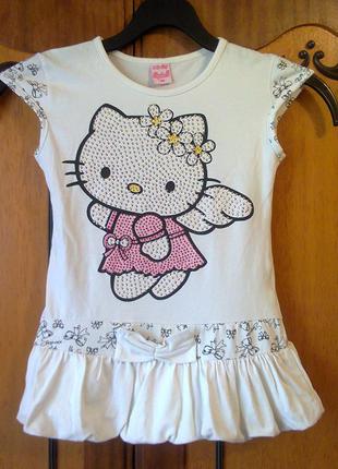 Футболка, кофточка на девочку 5-8 лет. hello kitty. рост 110-1...