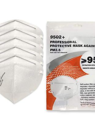 Маска 9502+ (N95) Одноразовая Антипылевая защитная на лицо - 1...