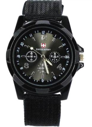 Мужские наручные часы Swiss Army Watch Армейские кварцевые Черные