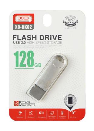 USB флеш-накопичувач XO DK02 USB3.0 128GB Колір Сталевий