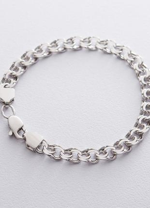 Мужской серебряный браслет (гарибальди 1.0 см) ро21751 Оникс 21