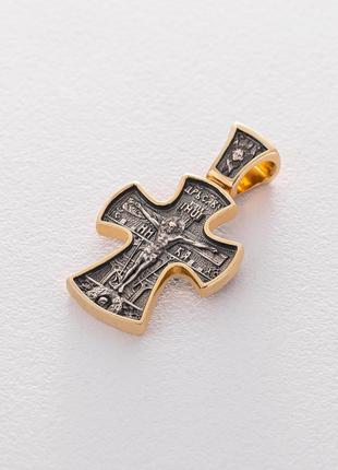 Серебряный православный крест с позолотой 132507 Оникс
