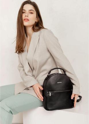 Кожаный женский мини-рюкзак Kylie черный краст BlankNote