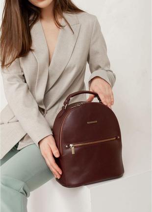 Кожаный женский мини-рюкзак Kylie Бордовый краст BlankNote