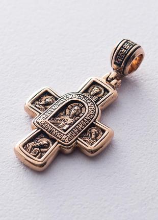 Золотой православный крест Господь Вседержитель. Иверская икон...