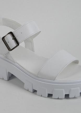 Босоножки женские кожаные 339497 р.41 (25) Fashion Белый