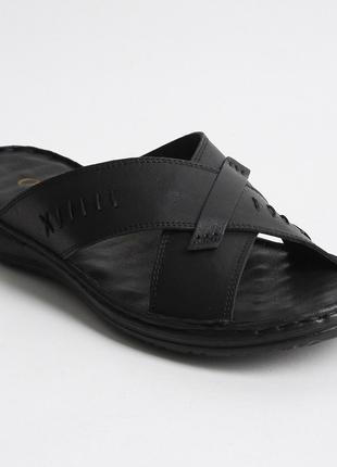 Шлепанцы мужские кожаные 340505 р.45 (29) Fashion Черный