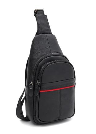 Мужской кожаный рюкзак через плечо Keizer K11022bl-black