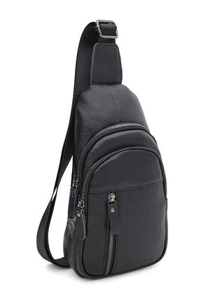 Мужской кожаный рюкзак через плечо Keizer K1612-6bl-black