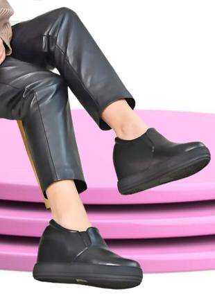 Ботинки туфли сникерсы женские черные легкие
