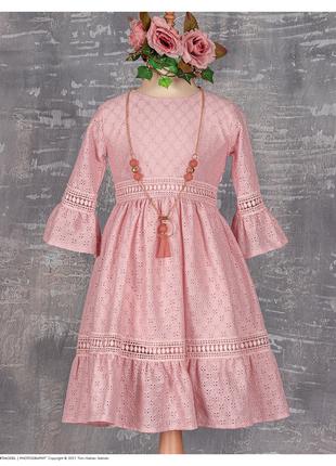 Нарядное платье для девочки цвет розовый Турция р.116 (6-7),14...