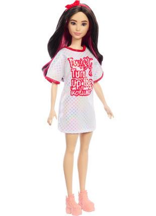 Кукла Barbie Fashionistas в блестящем платье-футболке (HRH12)