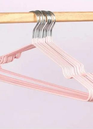 Набір плічок для одягу з силіконовим покриттям 10 шт рожеві