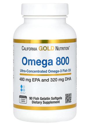 California Gold Nutrition, омега 800, рыбий жир, 80% ЭПК/ДГК,