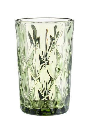 Склянка для напоїв висока гранована з товстого скла Зелений