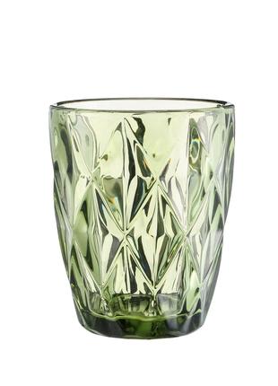 Склянка для напоїв фігурна гранована з товстого скла Зелений