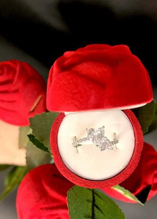 Кольцо два сердца Пандора в коробке в форме розы