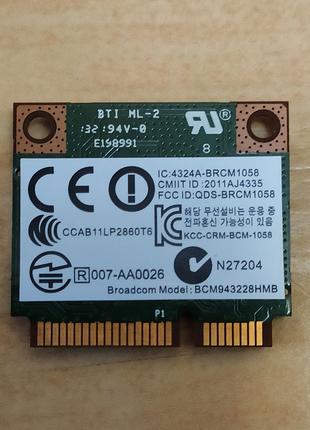 Wi-fi адаптер BCM943228HMB mini PCI-e 433MB/s, 2,4/5GHz Bluetooth
