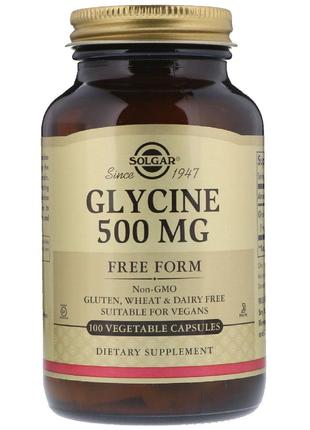 Гліцин Solgar (Glycine) 500 мг 100 капсул на рослинній основі