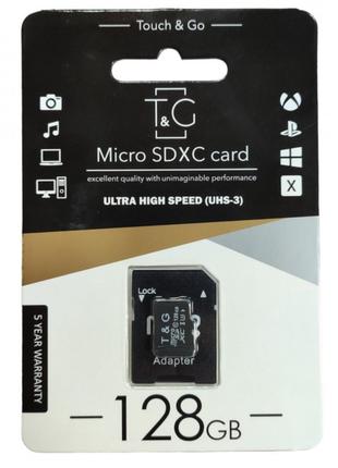 Картка пам'яті MicroSDHC 128 GB UHS-3 Class 10 T&G; З адаптером