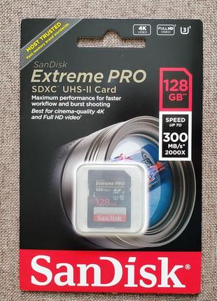 Карта памяті SanDisk 128 GB SDXC UHS-II U3 V90 Extreme Pro