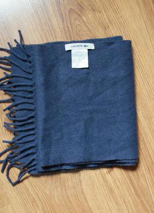 Унісекс шарф lacoste re8283, темно-синій шерсть, кашемір