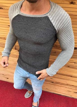 Мужской свитер серо-бежевый Турция