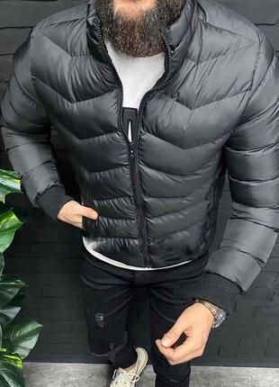 Мужская темно-серая демисезонная куртка на манжетах, Турция