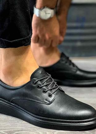 Туфли мужские черные кожаные повседневные, Турция