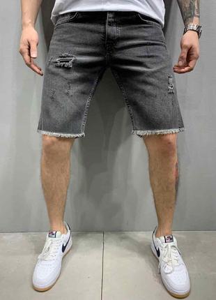 Мужские серые джинсовые шорты по колено, Турция