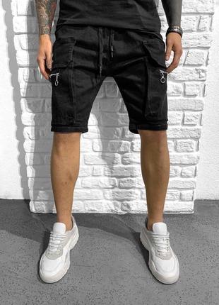 Мужские черные джинсовые шорты с карманами, Турция