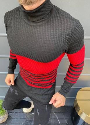Мужской свитер черный с горлом Турция