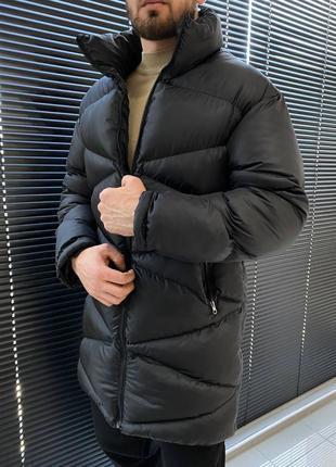 Чоловіча чорна зимова тепла подовжена куртка-парка, Туреччина