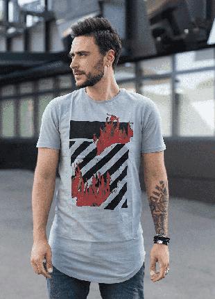 Мужская серая футболка с принтом в стиле Офф Вайт, Турция