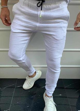 Мужские белые летние спортивные штаны на резинке снизу, Турция