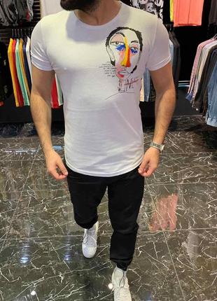 Мужская белая футболка с принтом, Турция