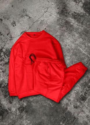 Чоловічий червоний спортивний костюм світшот+штани тринитка