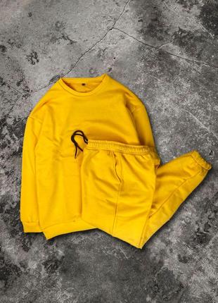 Чоловічий жовтий спортивний костюм світшот+штани тринитка