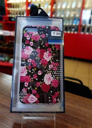 Чехол-накладка на телефон Huawei Y7 2018 c принтом цветов
