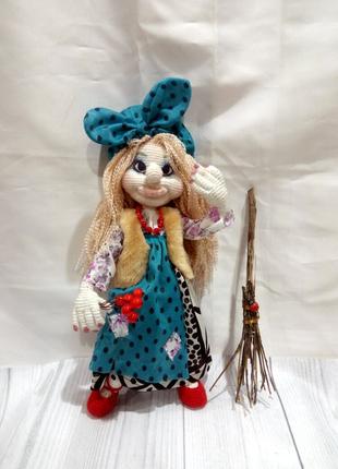 Лялька Баба-Яга, інтер'єрна, в'язана, казкова, унікальна іграшка.